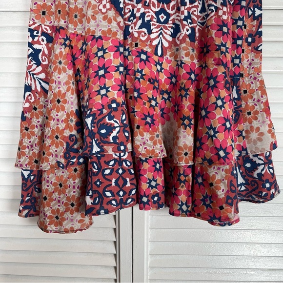 Cabi Isabel Patchwork Skirt XS Tiered Ruffle Boho Multicolor Viscose - Picture 6 of 9